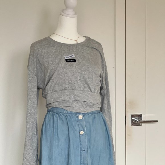 LEDiN Plain Ruched Double-Layer T-Shirt - Picture 8 of 11